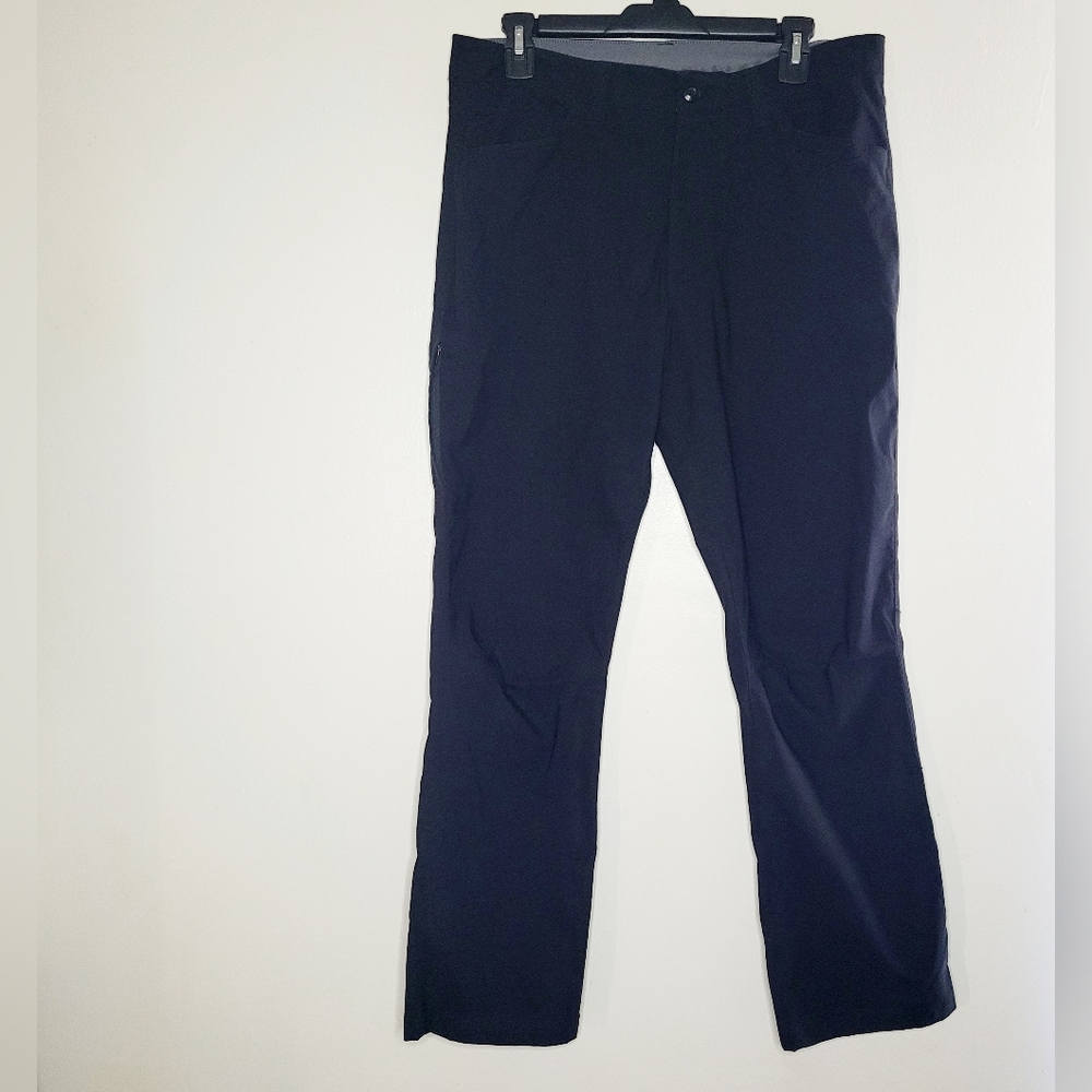 Eddie Bauer Men's Tech Pants Black 34 X 30 Knee Darts Button Zip Casual Hiking